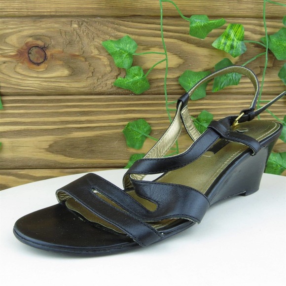 ECCO Women Strappy Shoes Black Leather Buckle Size‎ 38 Medium (B, M) - Picture 1 of 6